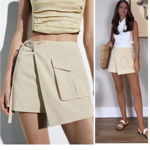 Zara Dresses & Skirts - B03-NWT Zara BEIGE CARGO SKORT